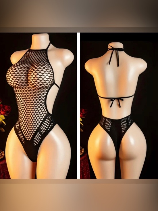 Other - NWT Women's Fishnet Lingerie - Backless Lace-Up Cutout Bodysuit